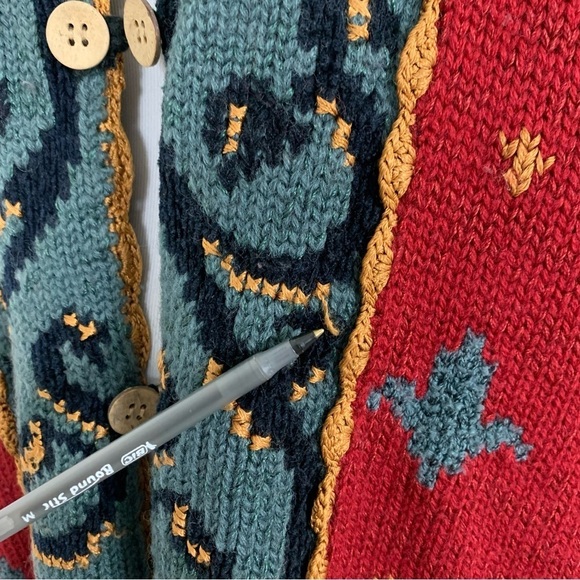 Carole Little Knitwear Button Up Cardigan Sweater Women’s L Colorful Art Fleur - Picture 11 of 16